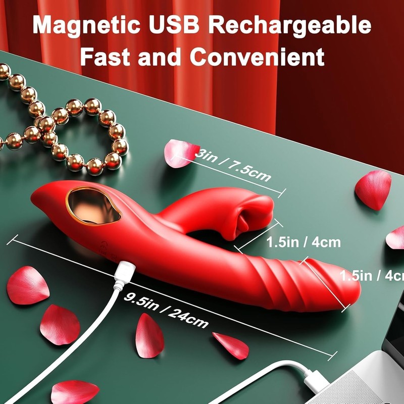 Waterproof G Spot Vibrator with 5 Thrusting Modes and 10 Vibrating Functions Red gallery