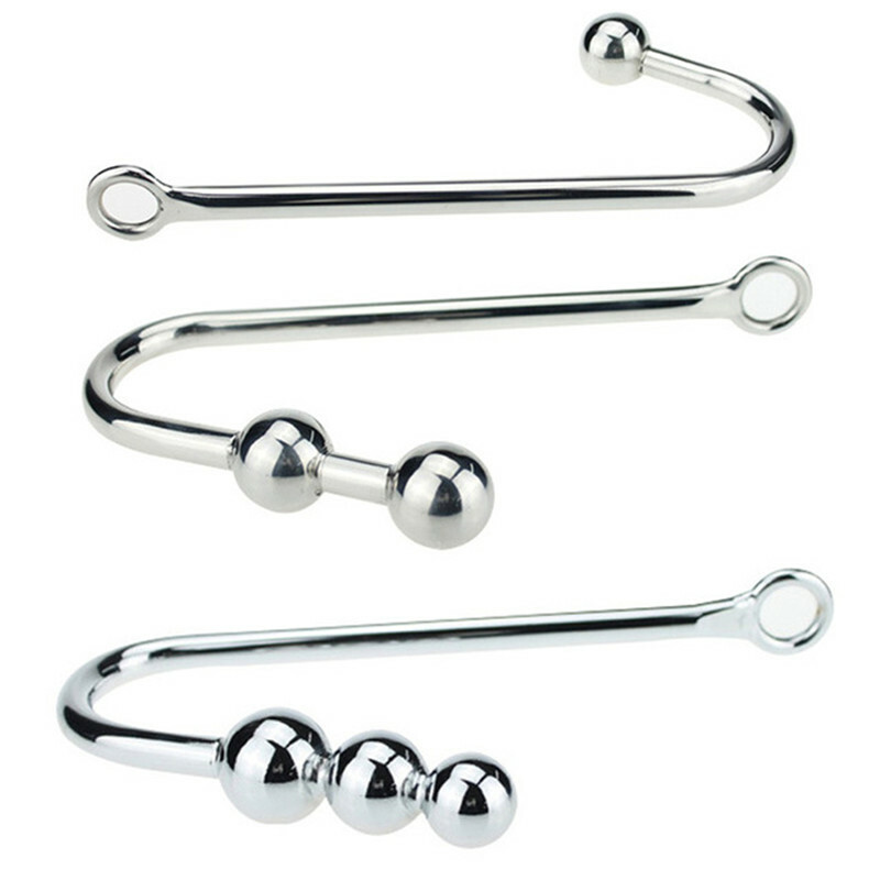 Stainless Steel Anal Hook With 1 2 3 Ball Anal Cleek Rope Hook Adult US L508 gallery