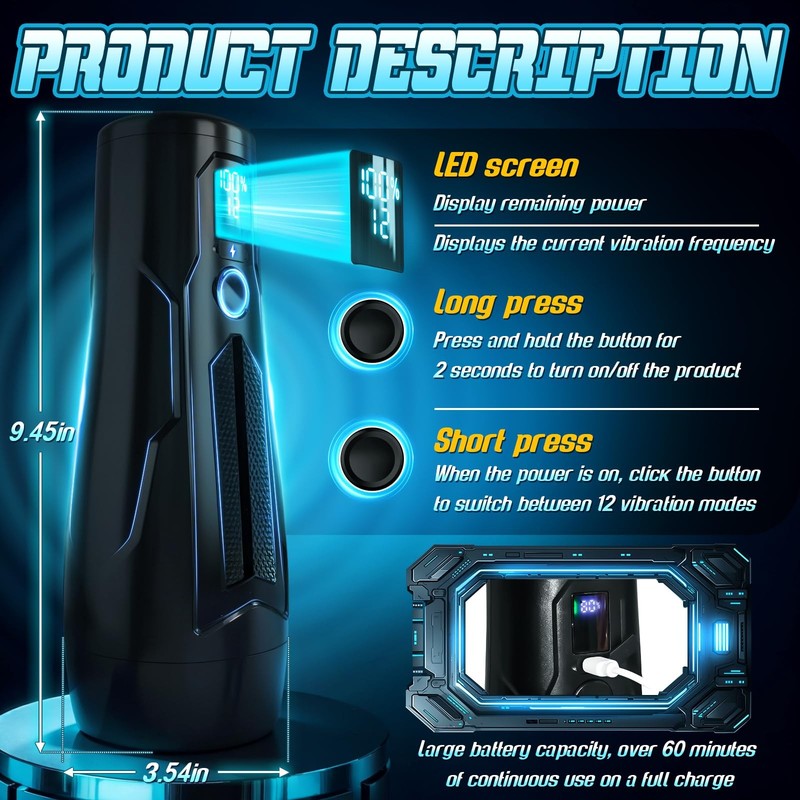 Male Masturbator Sex Toys for Men Realistic Pocket Pussy with 7.09" Black gallery
