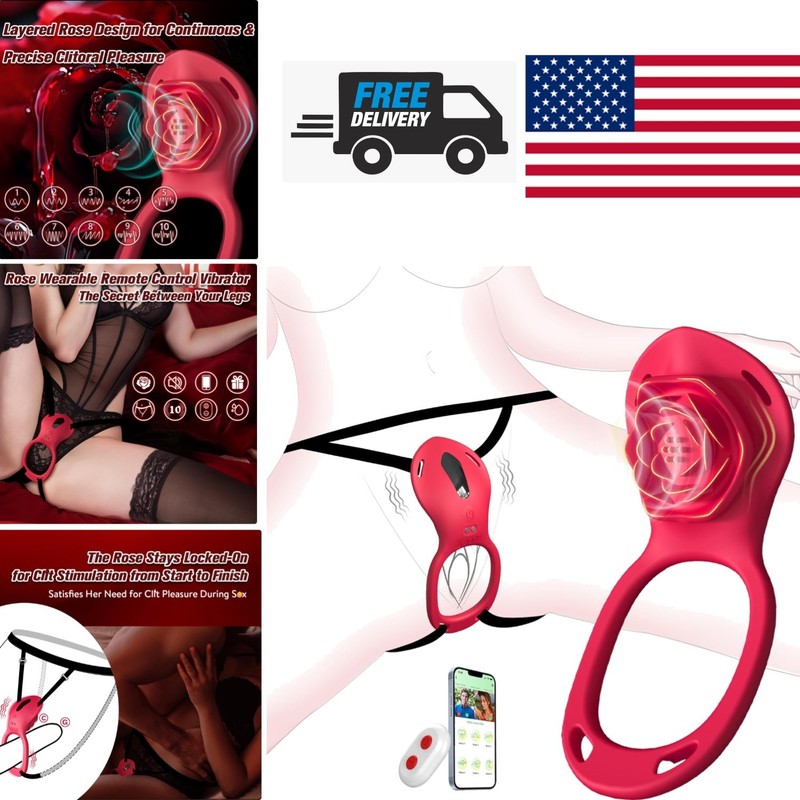 Couples Rose Remote Control Vibrator Waterproof Silicone for Hands Free Pleasure