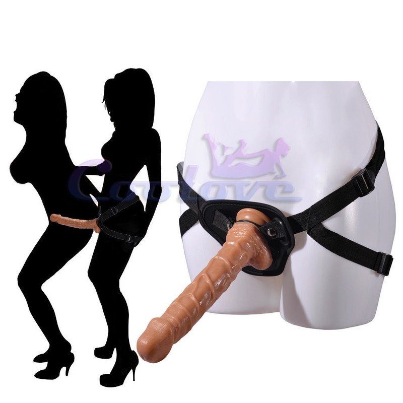 9/10 IN -Strap-On-G-Spot-Suction-Cup-Harness-Dildo-Clitoral-Anal-Lesbian-Sex-Toy