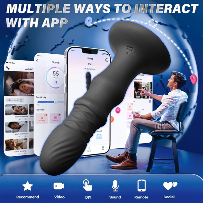 Anal Butt Plug APP Control Thrusting Vibrator Clit G-Spots Massager Suction Cup gallery