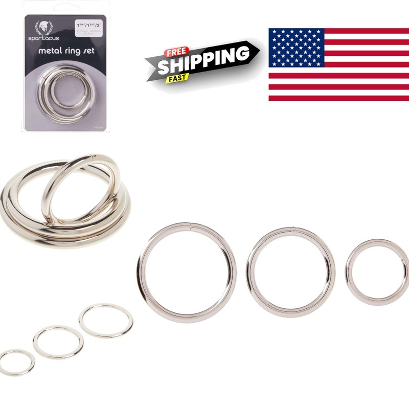 Chrome Metal Cock Rings 3 Pack Waterproof Adult Toys for Enhanced Experience
