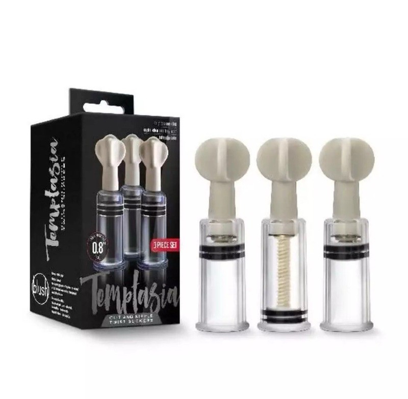 BLUSH- Temptasia Clit & Nipple Stimulation Twisted Triplets 3 Piece Sucker Set
