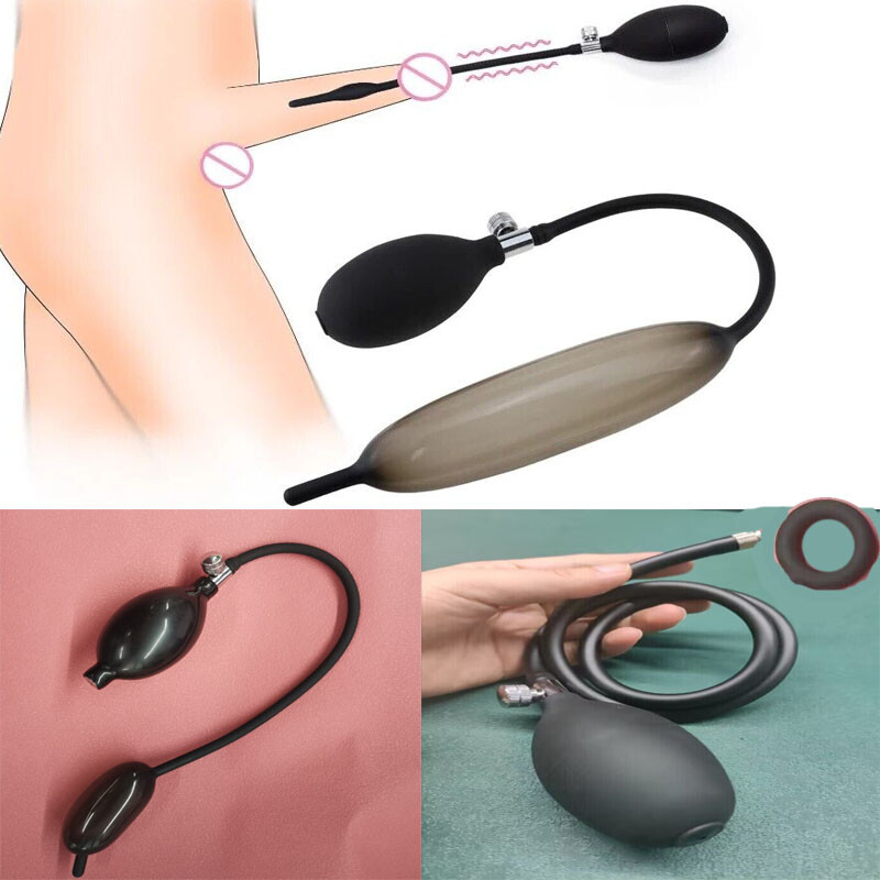 Male Ball Stretcher Penis Cock Ring Inflatable Pump Stretcher Penis Plug Sex Toy gallery