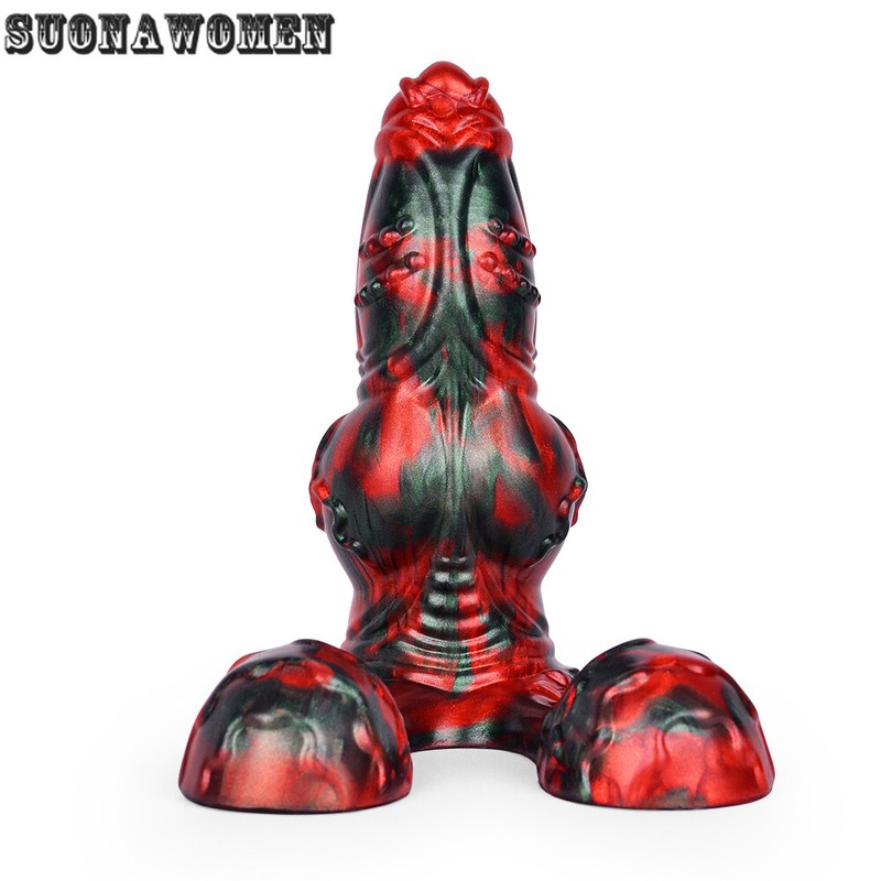 Fantasy Knot Dildo Exaggerated Testicle Silicone Colorful Penis With Sucker Toys gallery