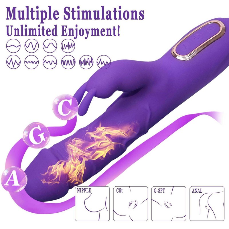 Rechargeable Heating Rabbit Vibrator Dildo G-spot Massager Sex Toy For Women US gallery
