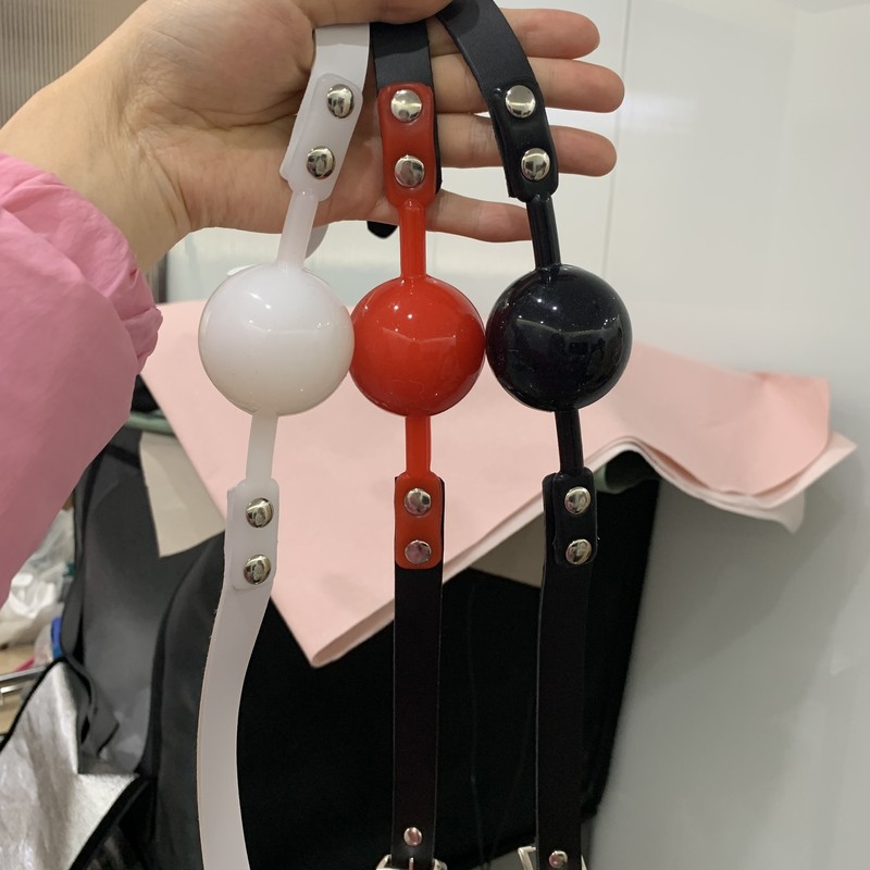 Full Ball Silicone Open Mouth Ball Gag Oral Fixation Lockable Harness Bondage gallery