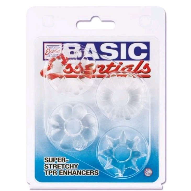 Basic Essentials 4 Pack Clear California Exotics Novelties Super Stretchy