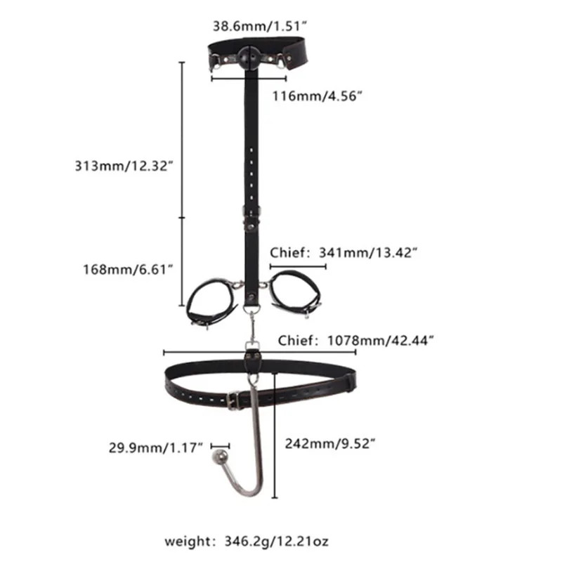 Stainless Steel Anal Butt Plug Hook Bondage Sex Toys Fetish Slave Handcuffs BDSM