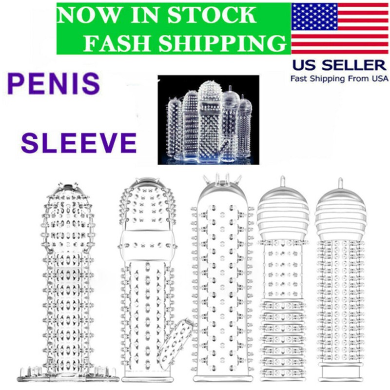 10PCS Male Penis Extender Sleeve Cock Ring Girth Enhancer Enlarger Men Sex Toys gallery