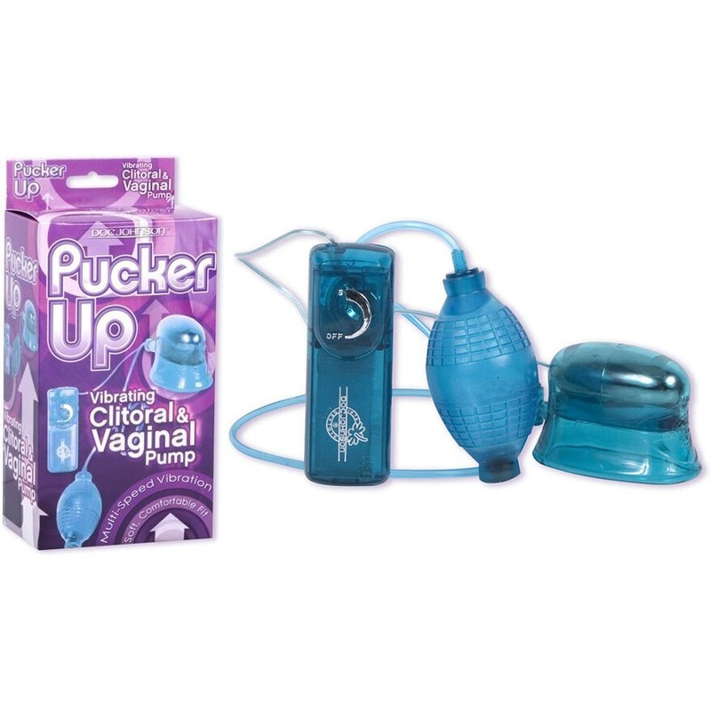 Pucker Up Vibrating Clitoral & Vaginal Pussy Pump – Blue