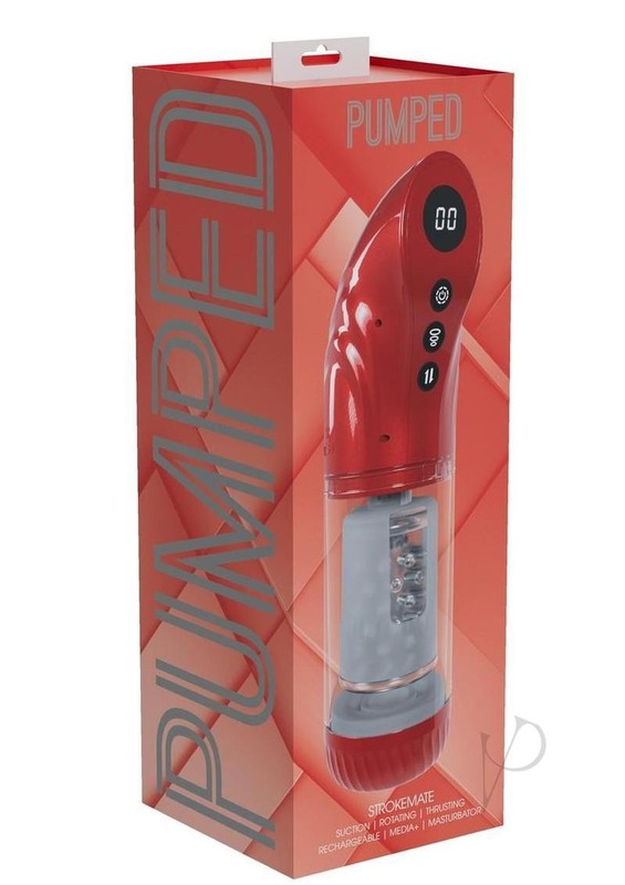 Pumped StrokeMate Multi-Function Rechargeable Masturbator – Metallic Red
