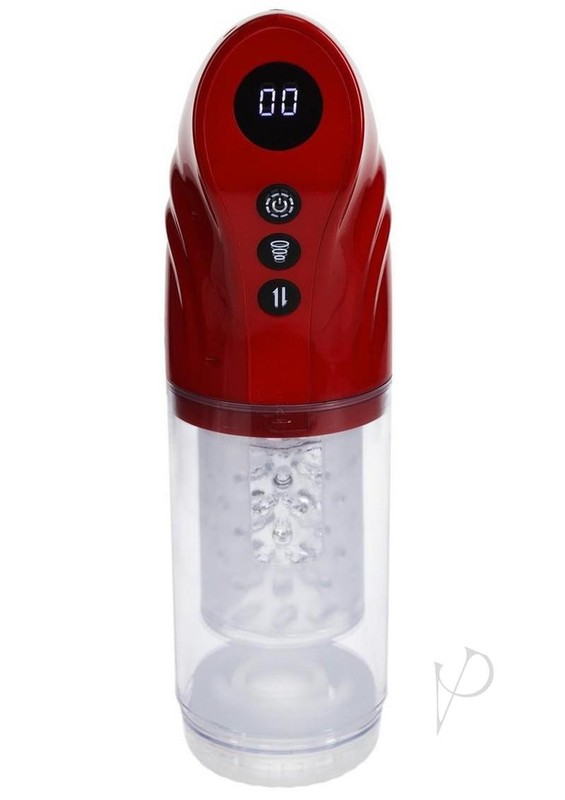 Pumped StrokeMate Multi-Function Rechargeable Masturbator - Metallic Red gallery