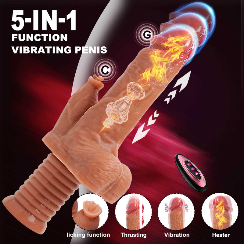 Thrusting Rotating Licking Dildo G-Spots Vibrator Realistic Thick Handheld Toys