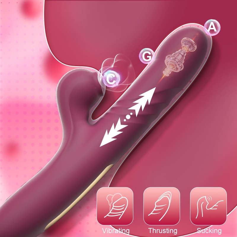 G-spot Clit Sucking Vibrator Clitoral G-spot Suction Thrusting Dildo Sex Toys SM gallery