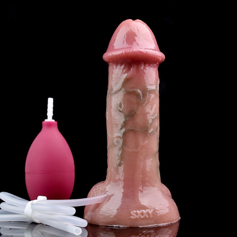 Silicone Squirting Ejaculating Dong Realistic Suction Cup Dildo Women Sex Toy