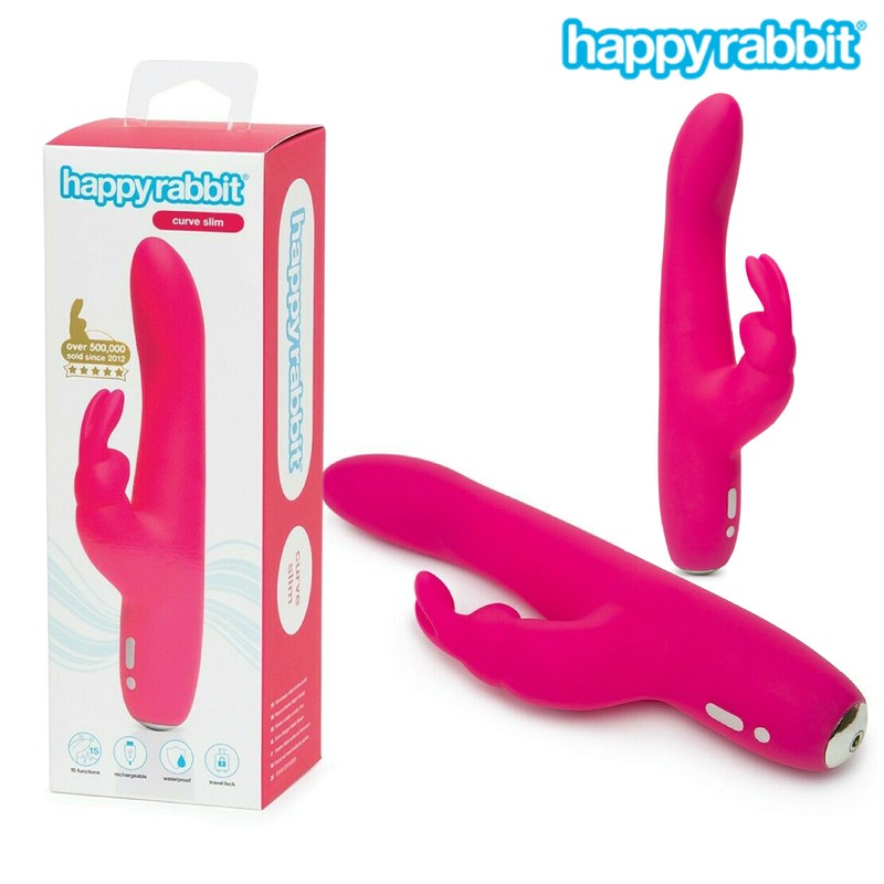 Happy Rabbit Slimline Curve Rabbit Vibrator Thin Soft Vaginal Vibrator