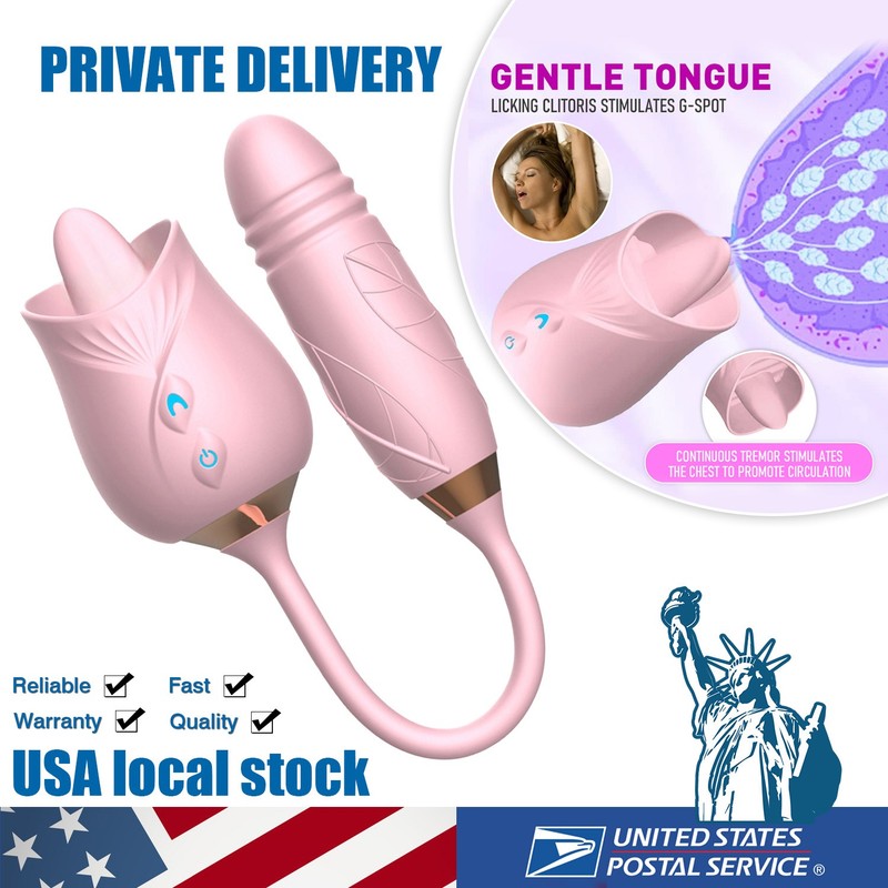 Rose Tongue Vibrator Clit G-Spot Dildo Massage Licking Oral Sex Toy Women Orgasm
