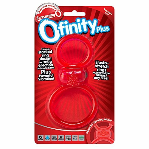 Ofinity Plus Super Stretchy Vibrating Double Silicone Cockring Waterproof Red gallery