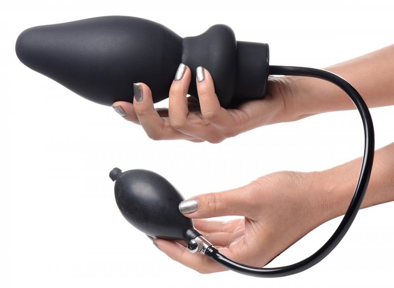 Master Series Ass-Pand Inflatable Silicone Anal butt plug Sex Toy Large Black