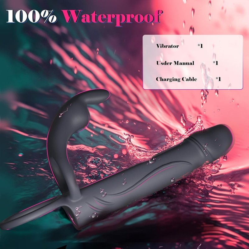 Vibrating Anal Butt Plug Cock Ring Rabbit Clitoral Stimulator Adult Sex Toys gallery