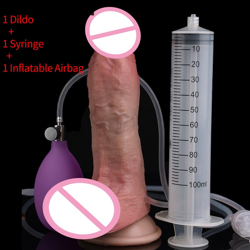 Squirting Dildo Inflatable Ejaculating Penis Silicone Skin Feeling Adult Sex Toy gallery