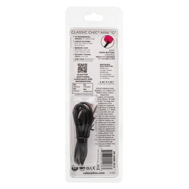 Cal Exotics Rechargeable Classic Chic Mini "G" Vibe Pink - Clitoral Vaginal Vibe gallery