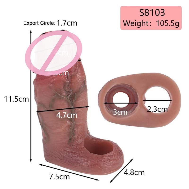Strap on Penis Sleeve Panties Delayed Ejaculation Cock Cover Hollow Dildo Male