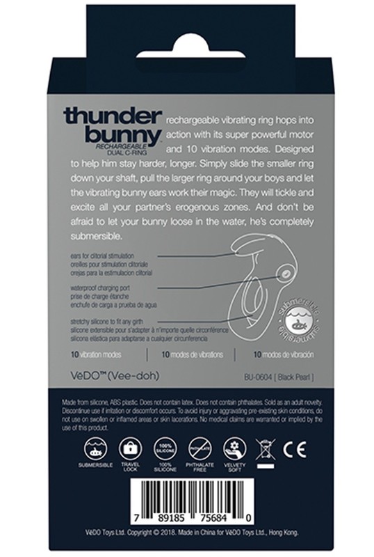 VeDO THUNDER BUNNY Rechargeable Dual Ring - Black gallery