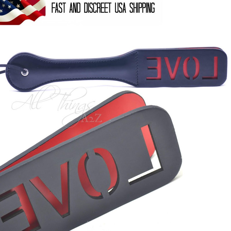 Black BDSM Bondage Paddle Spanking Slap Whip Flogger Restraints LOVE Gimp