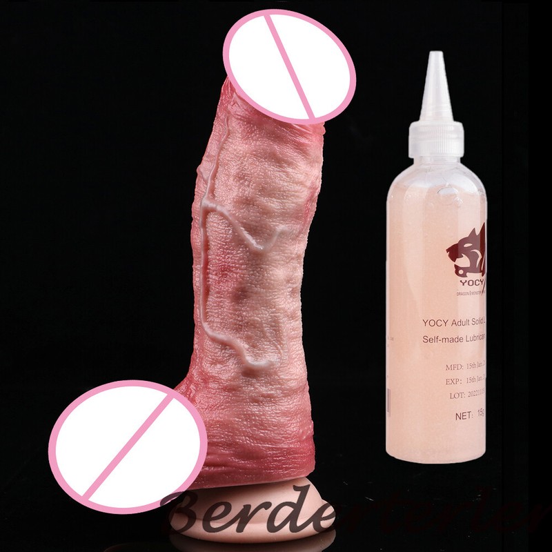Realistic Dildo Double Layer Density Silicone Butt Plug With Suction Cup Sex Toy gallery