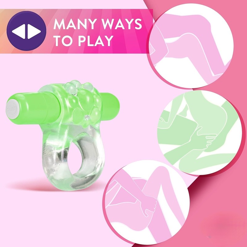 Eden Soft Cushiony Glows In The Dark Waterproof Vibrating C-Ring Men Sex Toy