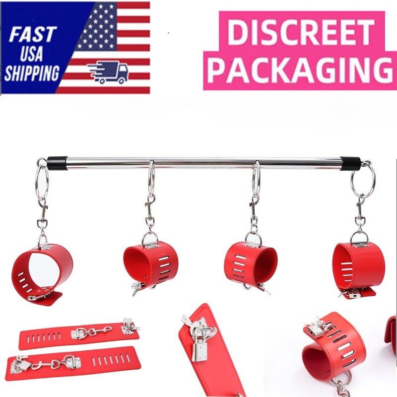 Bondage Open Leg Spreader Bar Set Locking Wrist Handcuffs Ankle Cuffs Sex Toys