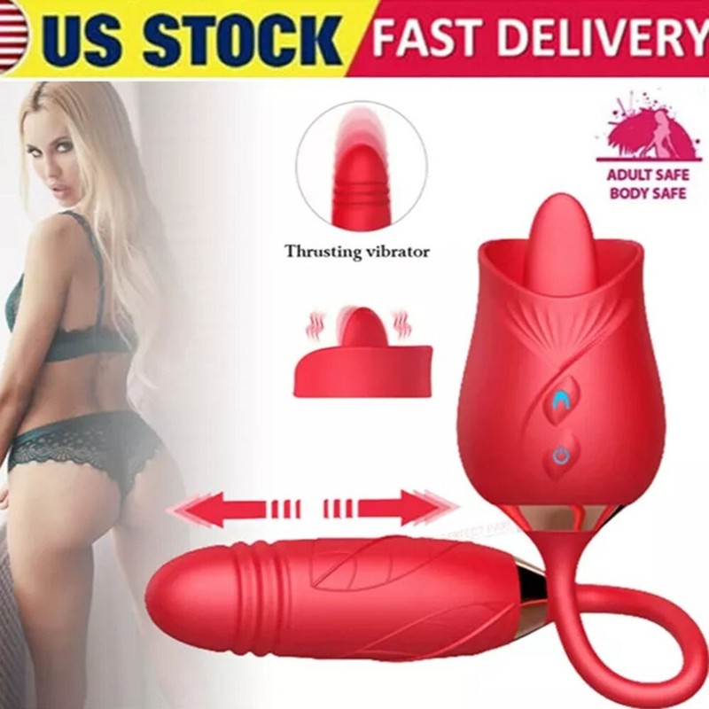 Flower Sucking Clit Vibrator Dildo Thrusting G-spot Massager Sex Toy for Woman