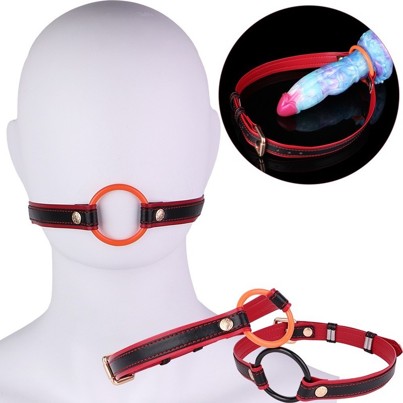 Adjustable PU Leather O-Ring Open Mouth Gag BDSM Bondage Restraint for Couples
