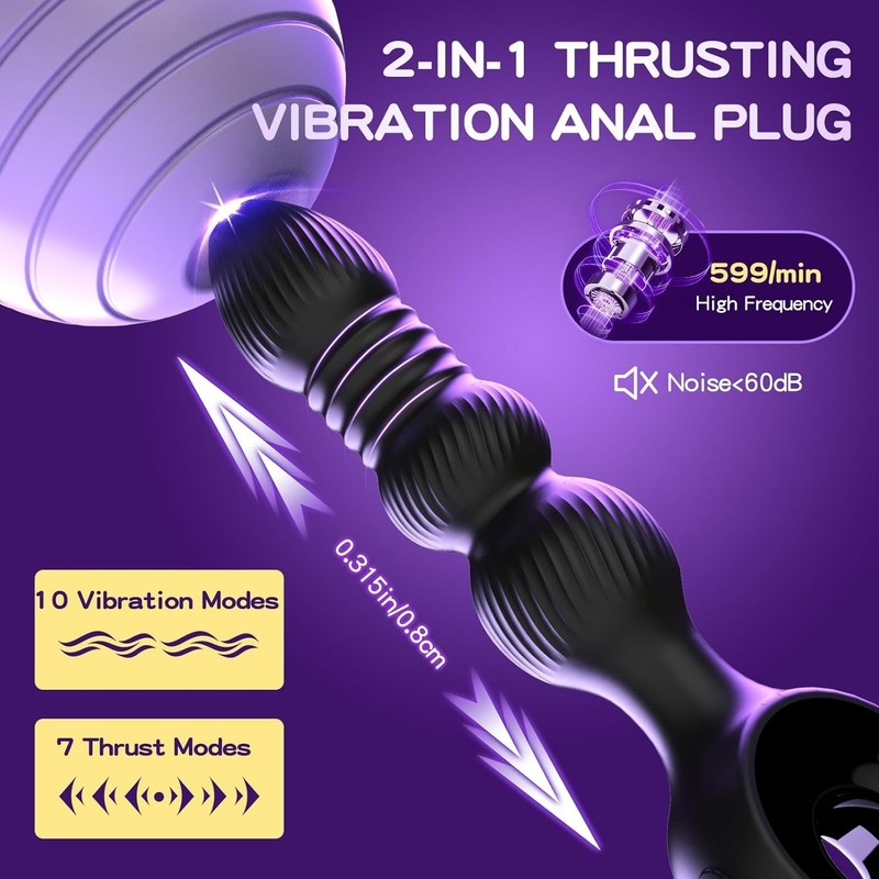 Prostate Massager Vibrator Thrusting Anal Butt Plug Dildo Sex Toys for Women gallery