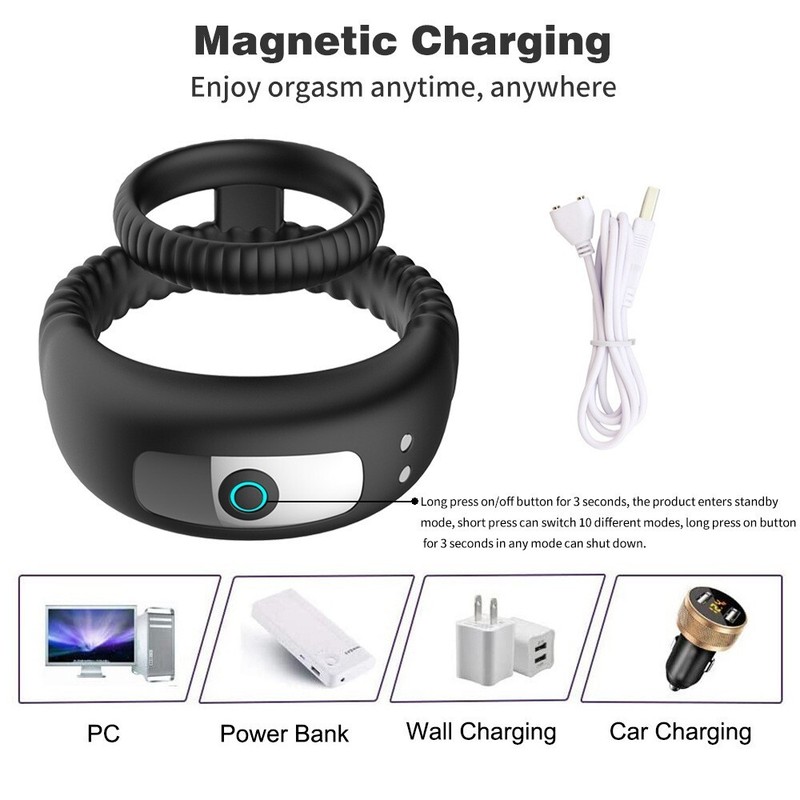 Couples Vibrator G-spot Dildo Massager Cock Ring Adult Sex Toys For Women Men US gallery