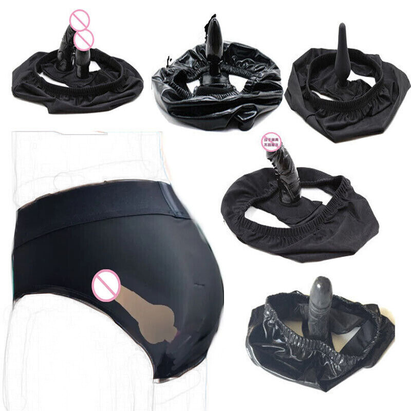 Black Chastity Belt Underwear Panties Silicone Anal Butt Plug Dildo Underwear