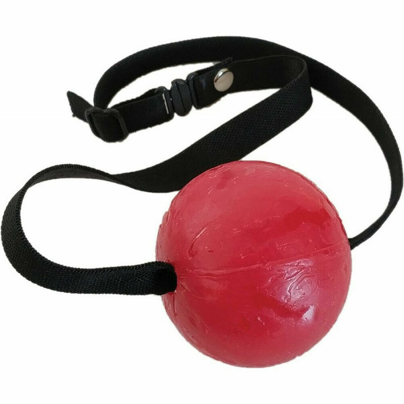 Edible Adult Mouth Ball Gag with Stawberry Flavored Leather Bondage Oral Toys