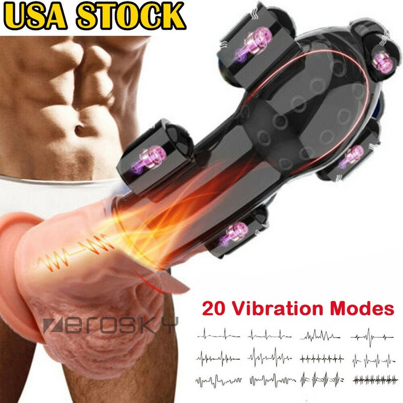 Male Masturbator Cock Ring Head-Training Stroker Penis Ring Vibrator Men Sex Toy