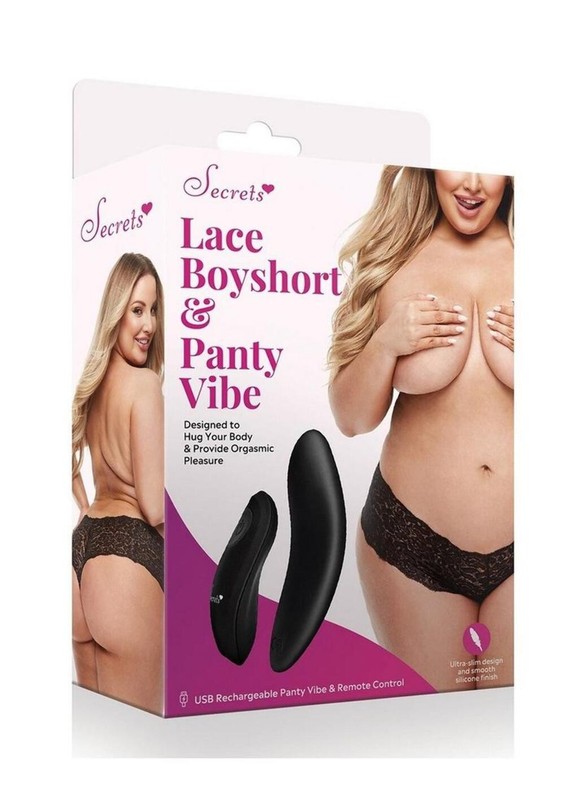 Secrets Lace Boyshort And Rechargeable Panty Vibe with Remote gallery