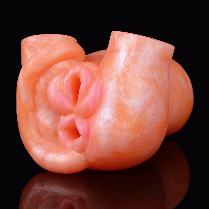 Fantasy Masturbator Cup Anal Pussy Dual Channel Penis Stroker Silicone Sex Toy gallery
