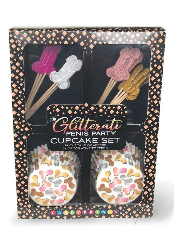 Glitterati Penis Party Cupcake Set (48 pieces) – Multicolor