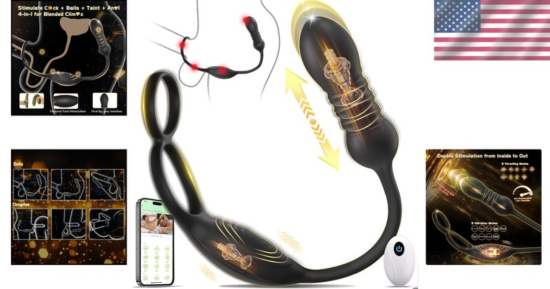 Thrusting Prostate Massager with Vibrating Cock Ring for Couples Pleasure gallery