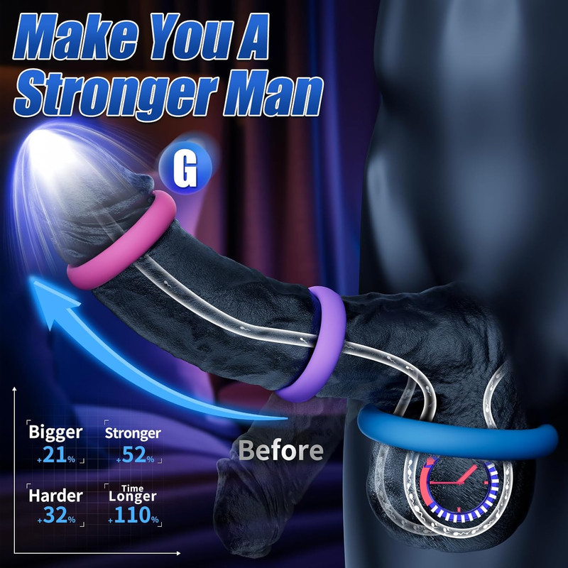 Sex Toys Silicone Cock/Penis Ring - Multi-Coloured Cockring Couples Sex Toy with gallery