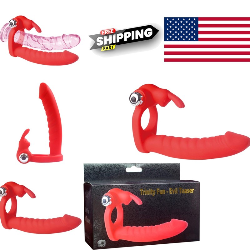 Waterproof Dual Penetrator Cock Ring with 7 Frequency Vibrations for Couples
