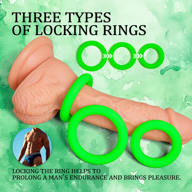 Green Power Cock Ring G Penile Impotence Aid Erection Germanium Silicone Ring US
