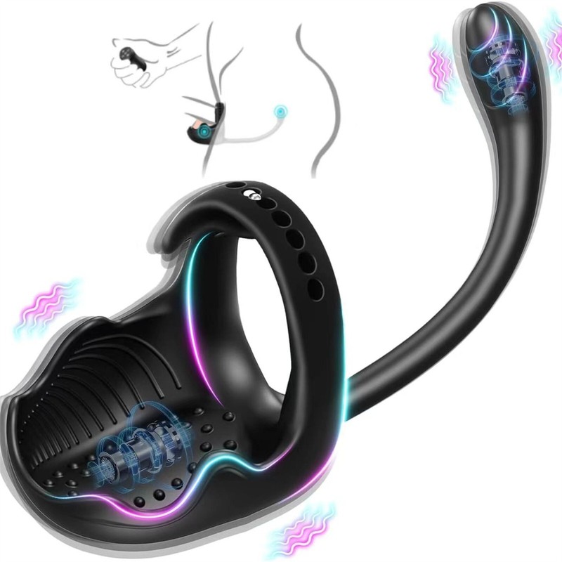 Adjustable Vibrating Cock Ring With Remote Control Butt Plug Anal Toys For Men