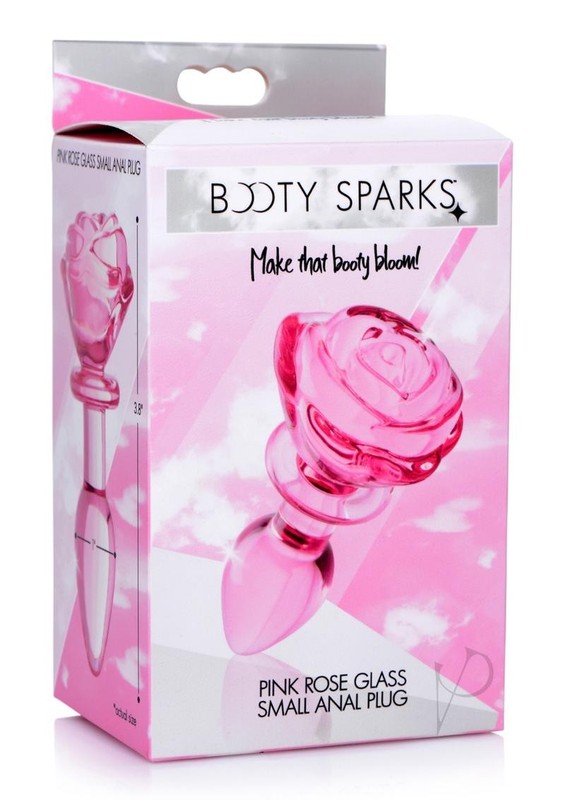 Booty Sparks Pink Rose Glass Anal Plug – Small – Pink